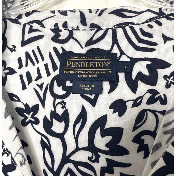 Pendleton Women's Short Sleeve White & Black Floral Print Rayon Tunic Top Size L - Picture 3 of 8